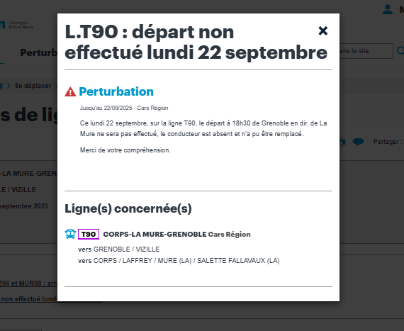 Capture d'écran Exemple de perturbation